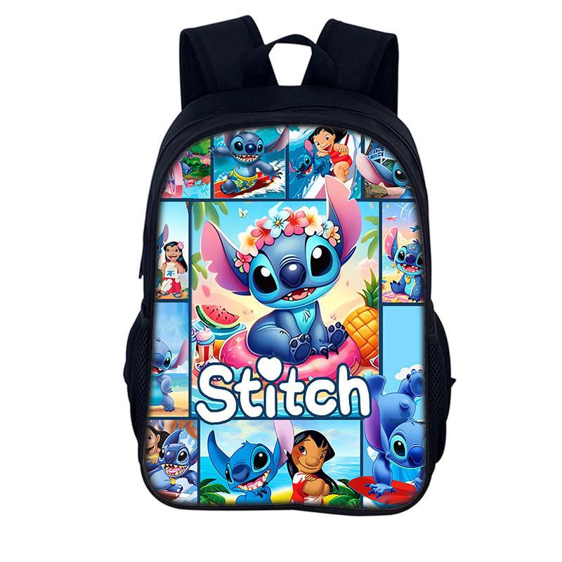 Stitch Rucksack für Kinder 16 Zoll Cartoon Polyester Schultasche für Jungen und Mädchen