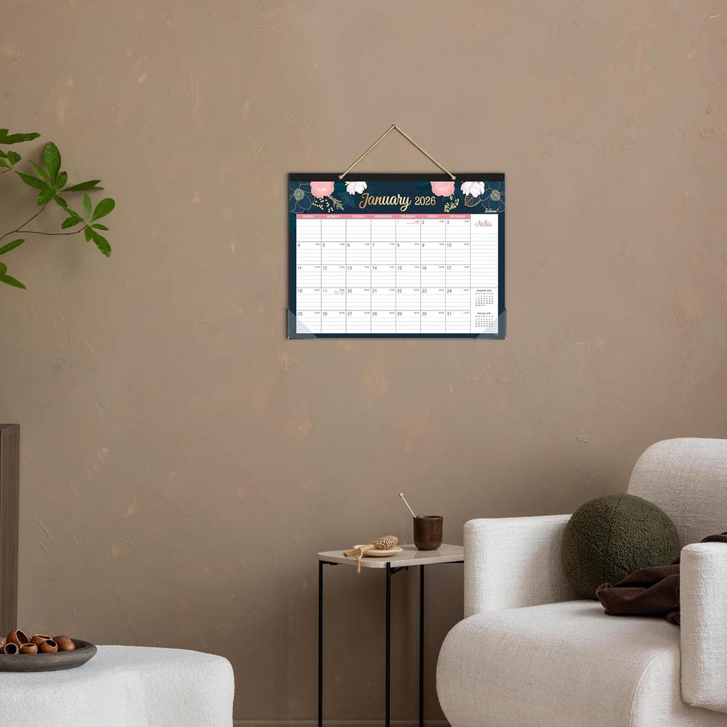2026 Desk Calendar - Jan. 2026 - Dec. 2026, 12 Months Desk/Wall Calendar 2026, 15" x 12", 2-in-1 Desk Calendar, Holidays, Notes, Cutting-line Design,