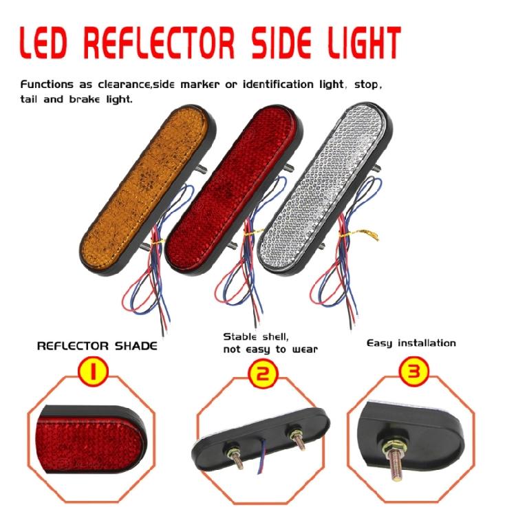 Side Marker Tail Lights Replacement Tail Stop Brake Light 24 LEDs Turn Signal Light Oval Trailer Lights with Reflector