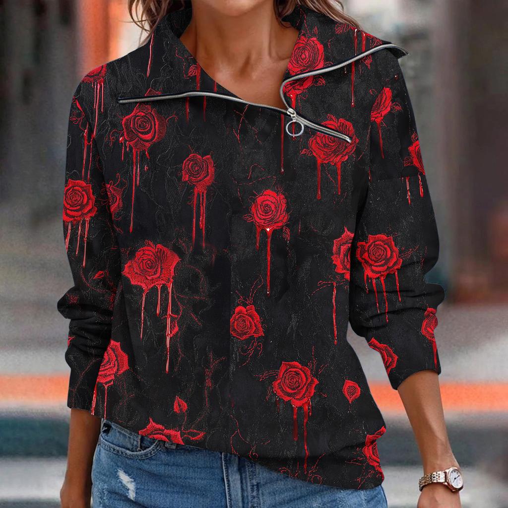 Women  T-shirt Loose  Pullover Sports Tops  Casual V Neck Long Sleeve Printed Top