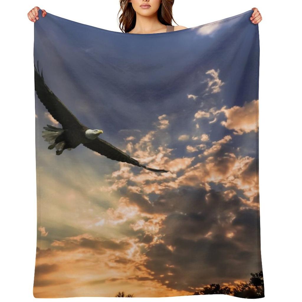 High Soaring Bald Eagle Throw Blanket Luxury Designer Polar Sofa Quilt Christmas Decoration Blankets