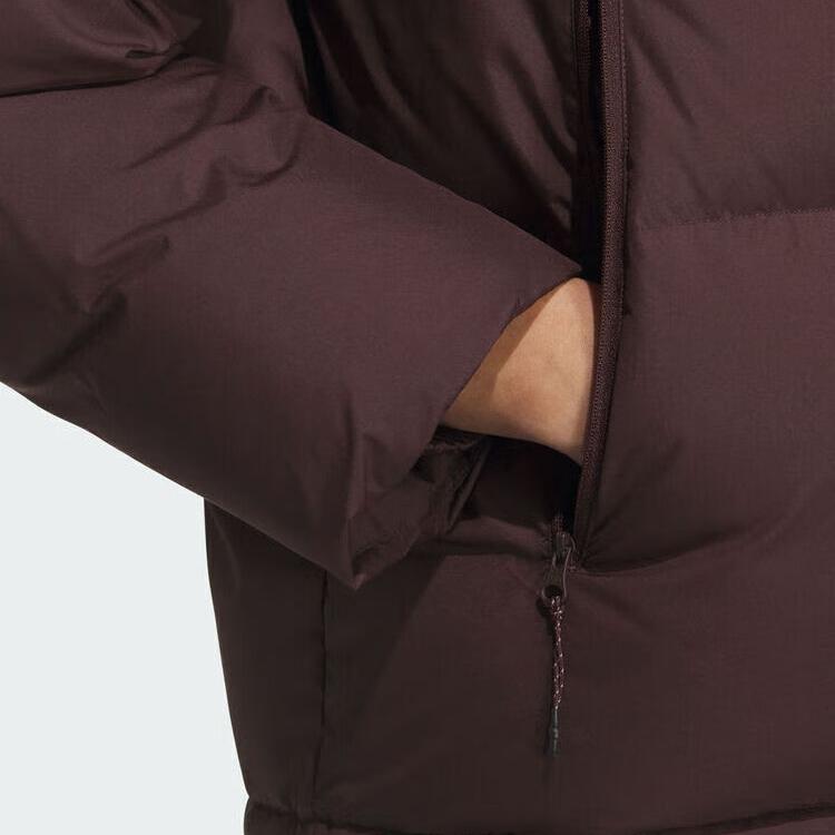 Adidas Essentials Puff Down Hooded Down Jacket Women Brown KC5948