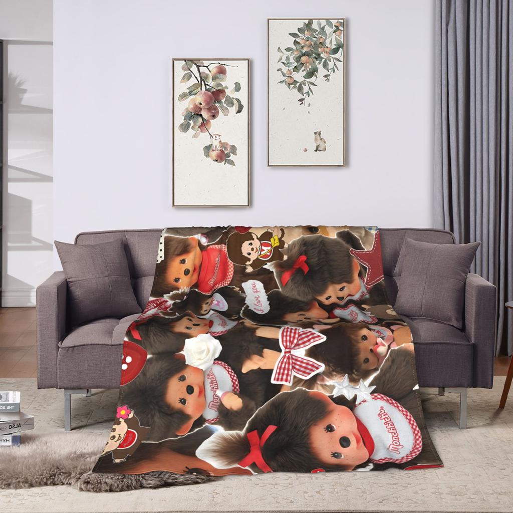 Cute Monchichis Blanket Quality Super Soft Bedding Throws Winter Girls Boys Outdoor Pattern Bedspread