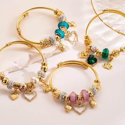 Regulowany wisiorek z sercem dla kobiet DIY Stal nierdzewna Bransoletka z otwieranym charms
