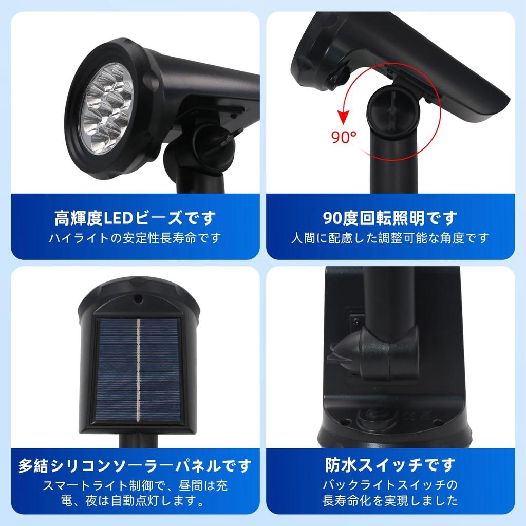 KKLM Solar Brightness Solar Auto or 3 Brightness Ultra No Wiring IP65 Ideal for Security and Disaster Garden Lawn Parking Set of 2 Lights, Outdoor,