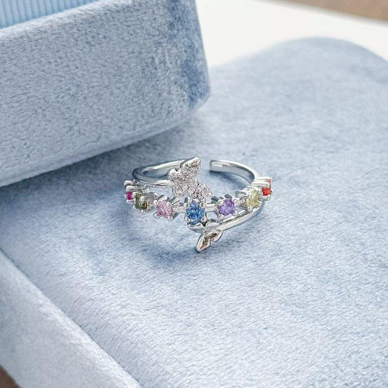 Blind Box Full Of Diamonds, Colored Treasures, Zir*****Pen Rings, Light Luxury, High-End Sense, Niche Personality Stacking, Stacking, Wearing Rings