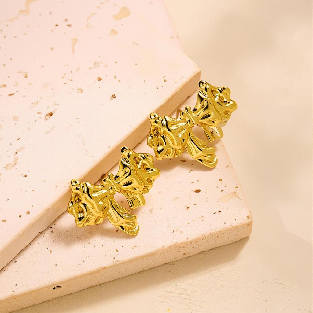 Geometric Irregular 18k Gold Titanium Steel Earrings for Women