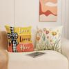 Floral Print Pillow Cover Spring Living Room Decor Sofa Cushion Linen Simple Versatile Car Cushion Cover