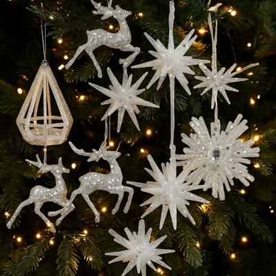 Festlicher Glitzer-Weihnachtsbaum-Anhänger Simulation 3D-Weihnachtselch-Ornamente Kunststoff-Schneeflocken-Hängeanhänger Party-Dekoration