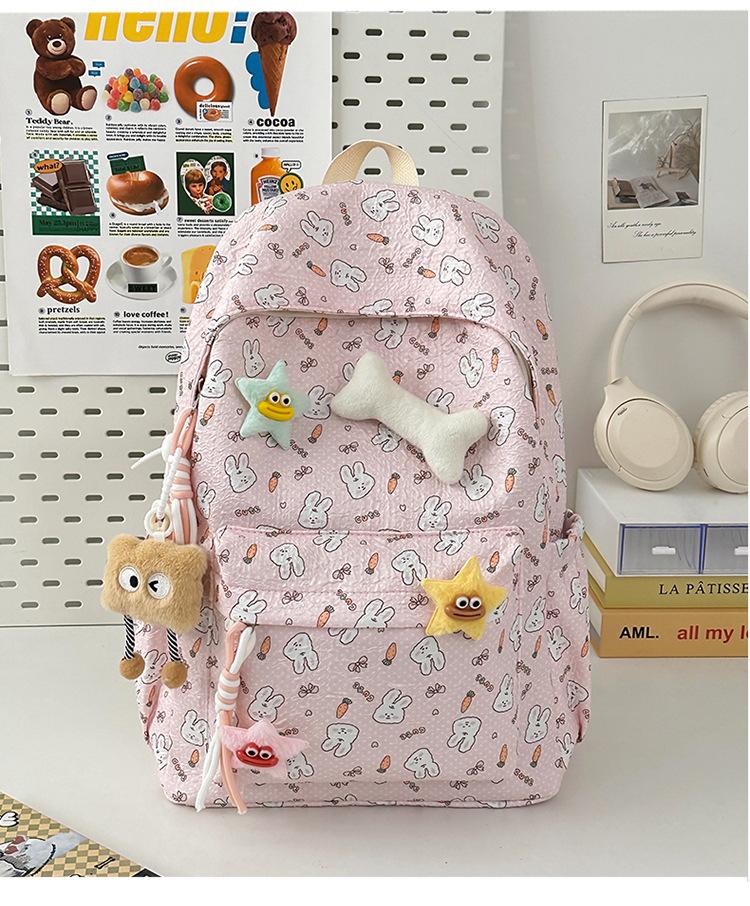 School Bag Korean Ins Wind Floral Junior High School Student School Bag High Value Large Capacity Backpack Simple and Lightweight Campus Backpack