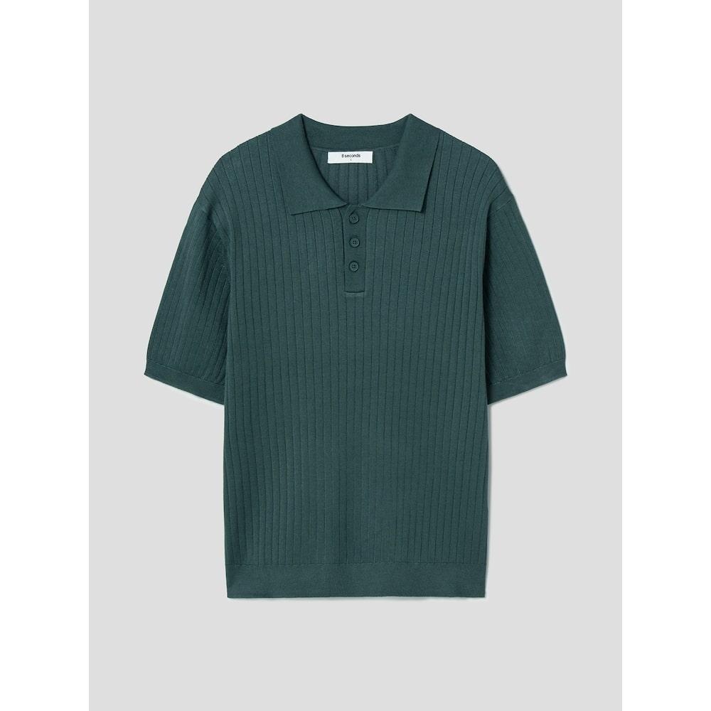 8seconds Wide Ribbed Collar Short Sleeve Knit Green (424751Ly3M)