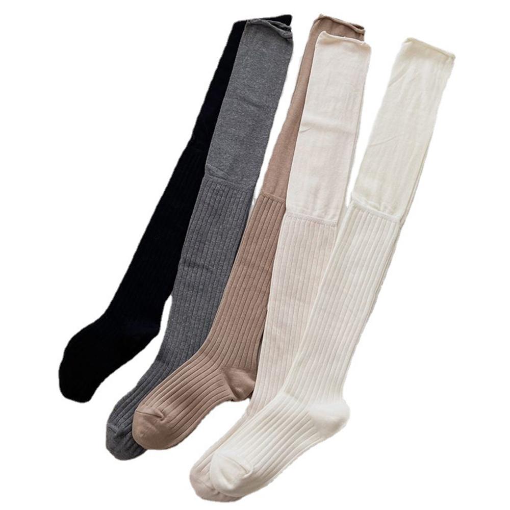Women Thermal Socks Hosiery Autumn Winter High Tube Splicing Stockings Knee-socks Korean Style Casual Sock