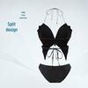 European and American Sexy Women’s Backless Solid Color Bikini Swimsuit