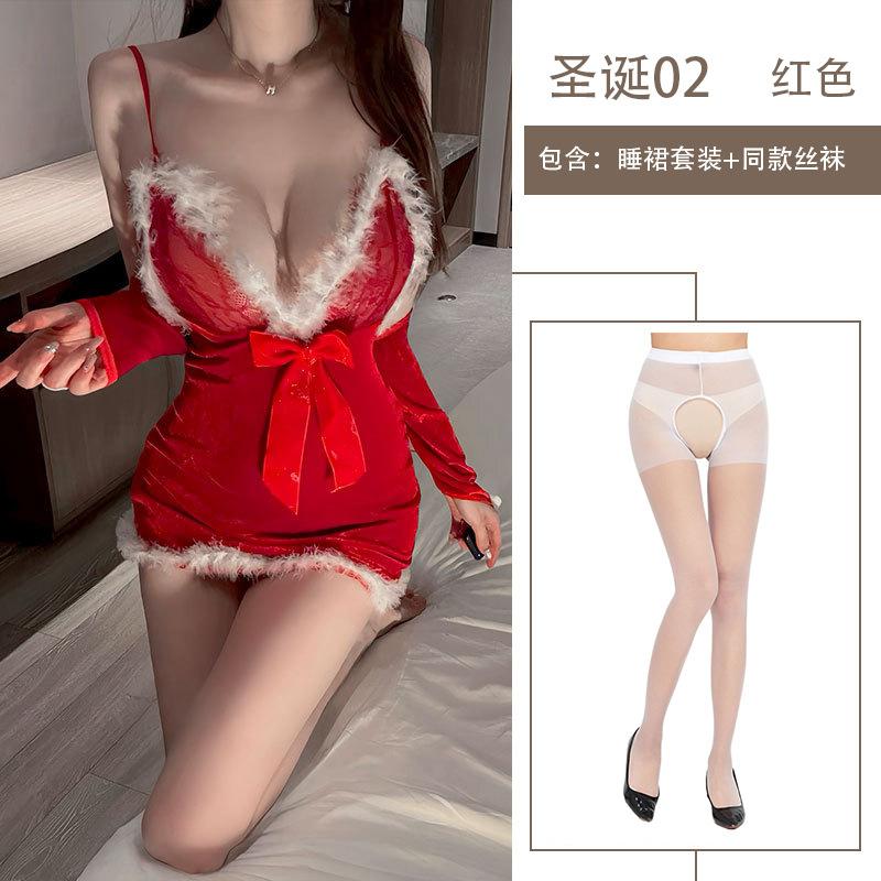 Sex Underwear Christmas Holiday Clothing Sexy Plush Suspender Female Passion Free Uniform Set