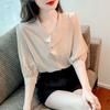 Summer New Style Ruffled V-neck Chiffon Shirt Women's Short-sleeved Fashion T-shirt Versatile Top