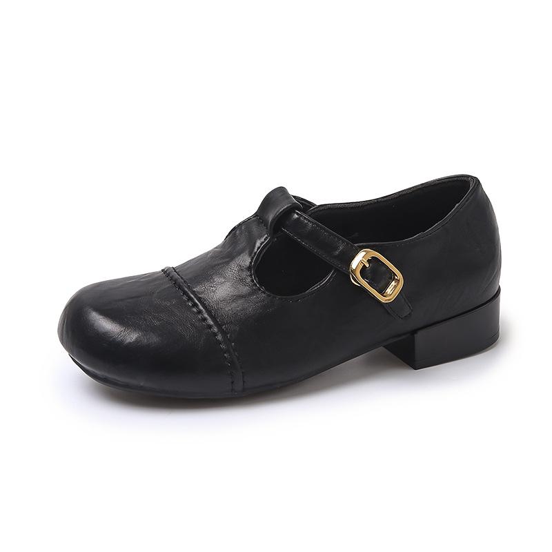 

2026 Fashion Spring Autumn Casual Shoes for Women Mary Jane Shoes Women British Business Casual Shoe Eelgant Dress Leather Shoes 35 чорний