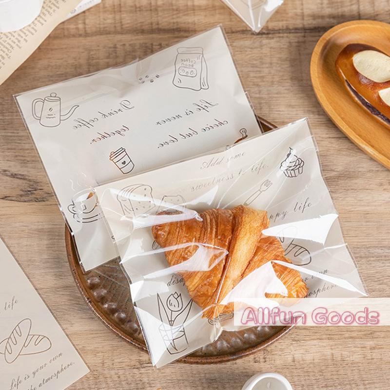 50pcs Self Adhesive Seal Plastic Bags For Bakery Packaging, Croissant, Party Handmade Biscuit/Cookies, Bread, And Cake Packing