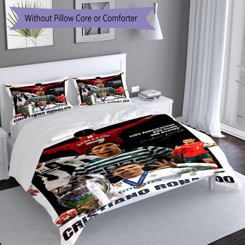 Ronaldo's Cristiano Ronaldo's Journey Bedding Set, Breathable Duvet Cover with Pillowcases, Soft Bed Linen for Bedroom Home Decoration, Perfect Festiv