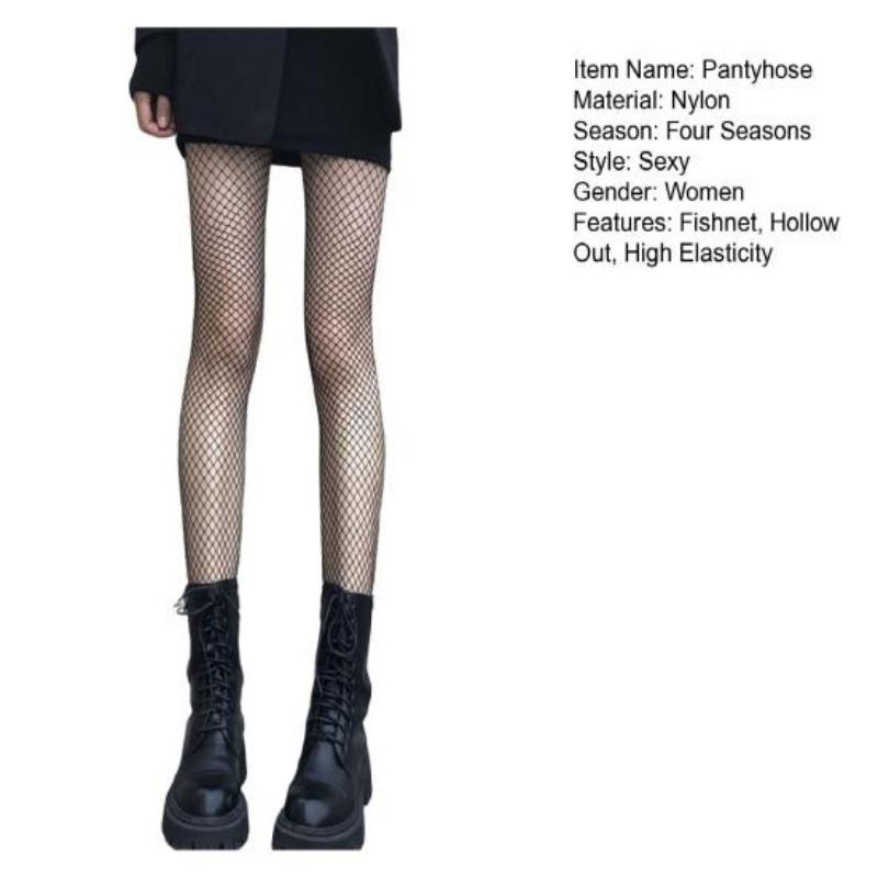 Stockings Fishnet Mesh Solid Color Hollow Out Skinny Beautify Legs Soft Elastic Women Pantyhose