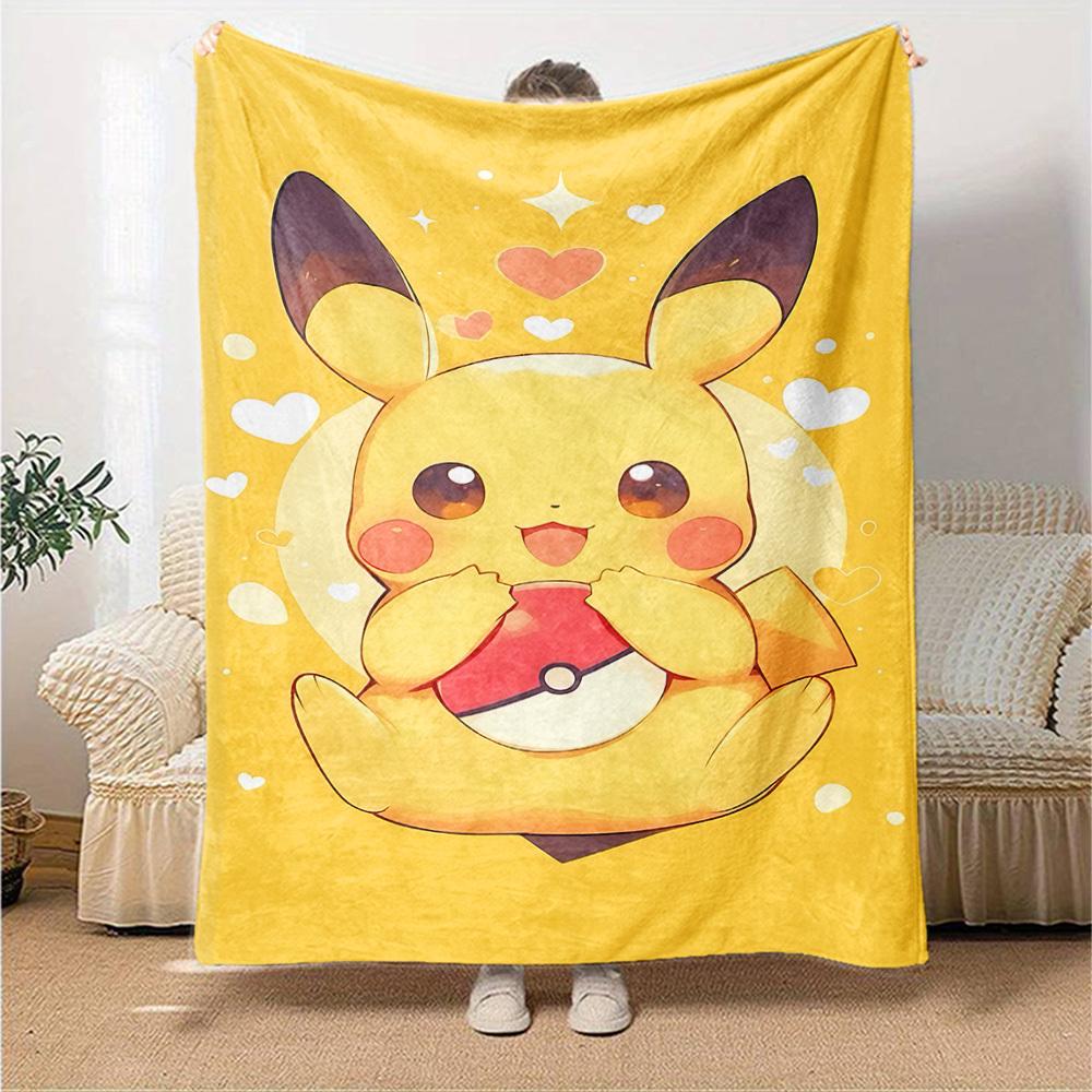 1pc Pikachu Heart blanket Lightweight Flannel Throw for Sofa Bed Travel Camping Livingroom Office Couch Chair