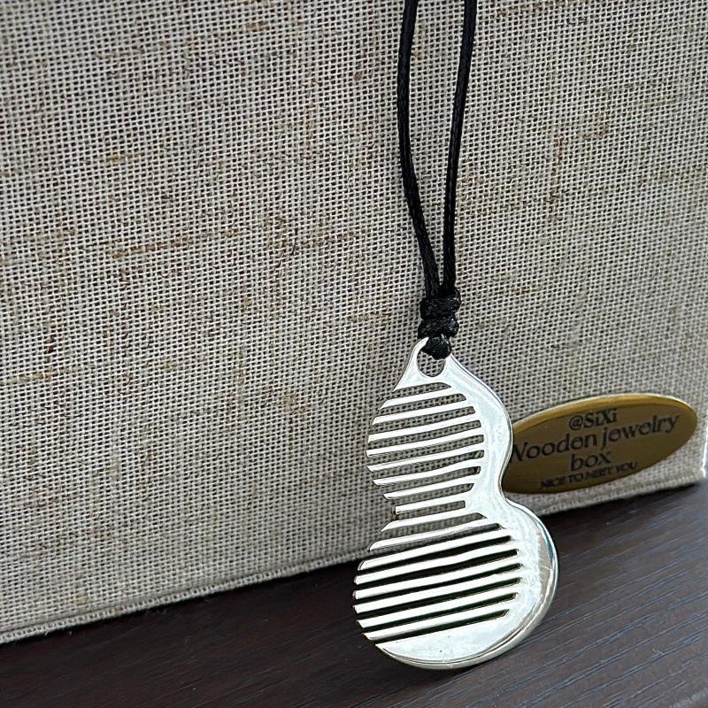 S925 Sterling Silver Niche Design Sense Retro Gourd Comb Necklace Korean Style Simple Blogger Sweater Chain