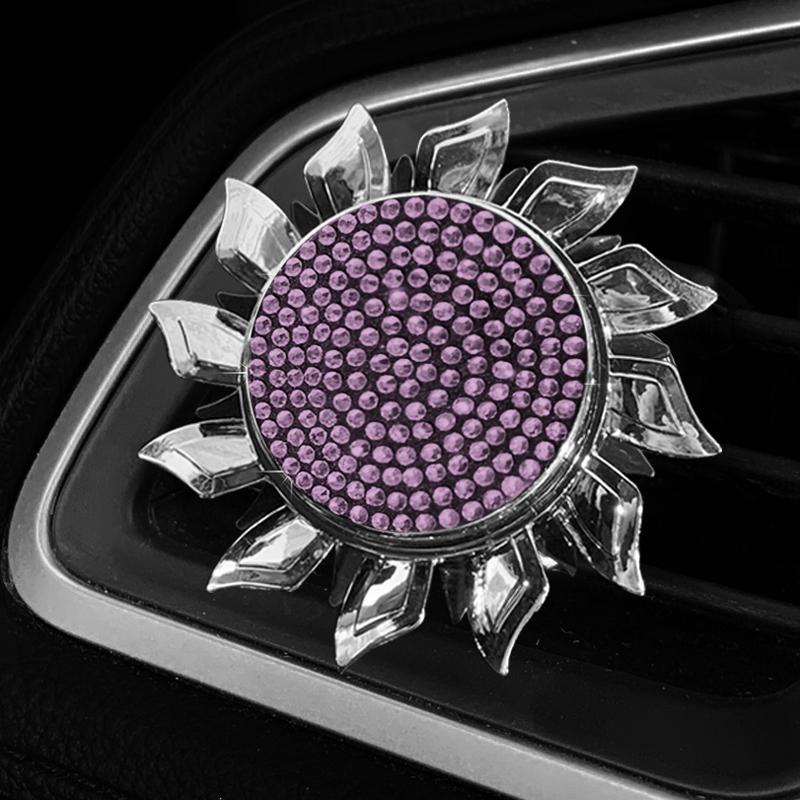 Car Air Freshener Spinning Car Vent Clip Fragrance Diffuser Bling Diamonds Stying Fan Shape Auto Decor Interior Accessories