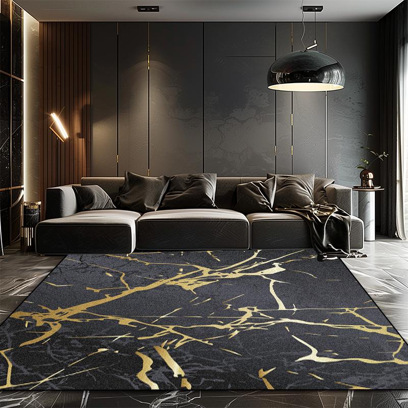 

Роскошный ковер в европейском стиле, черно-золотой, для гостиной, темных тонов, моющийся, большие ковры, спальня, прикроватный, нескользящий коврик 60*90cm