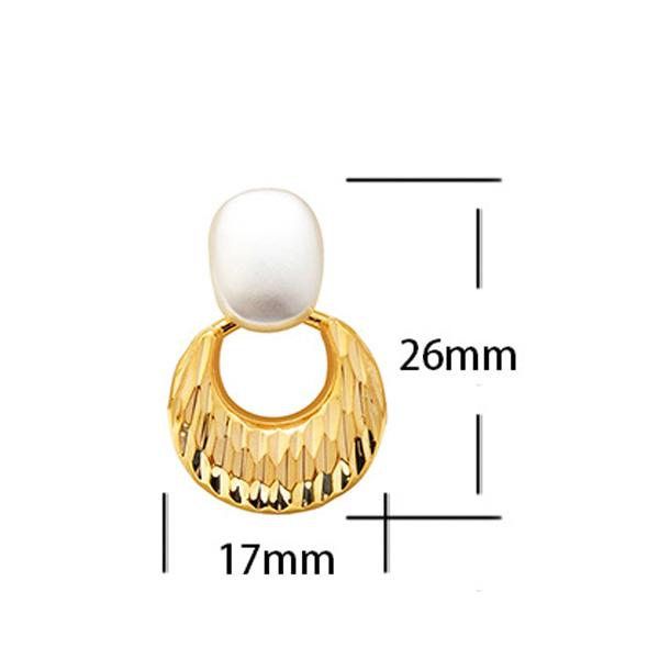 European Fashion Two-Tone Textured Metal Drop Earrings Crushed Ice Pattern Geometric Stud Earrings for Women