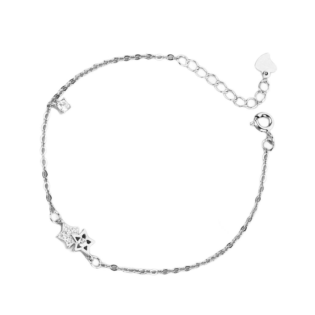 Women Bracelet 925 Silver Star Design Simple Style Accessory Present for Friends Family