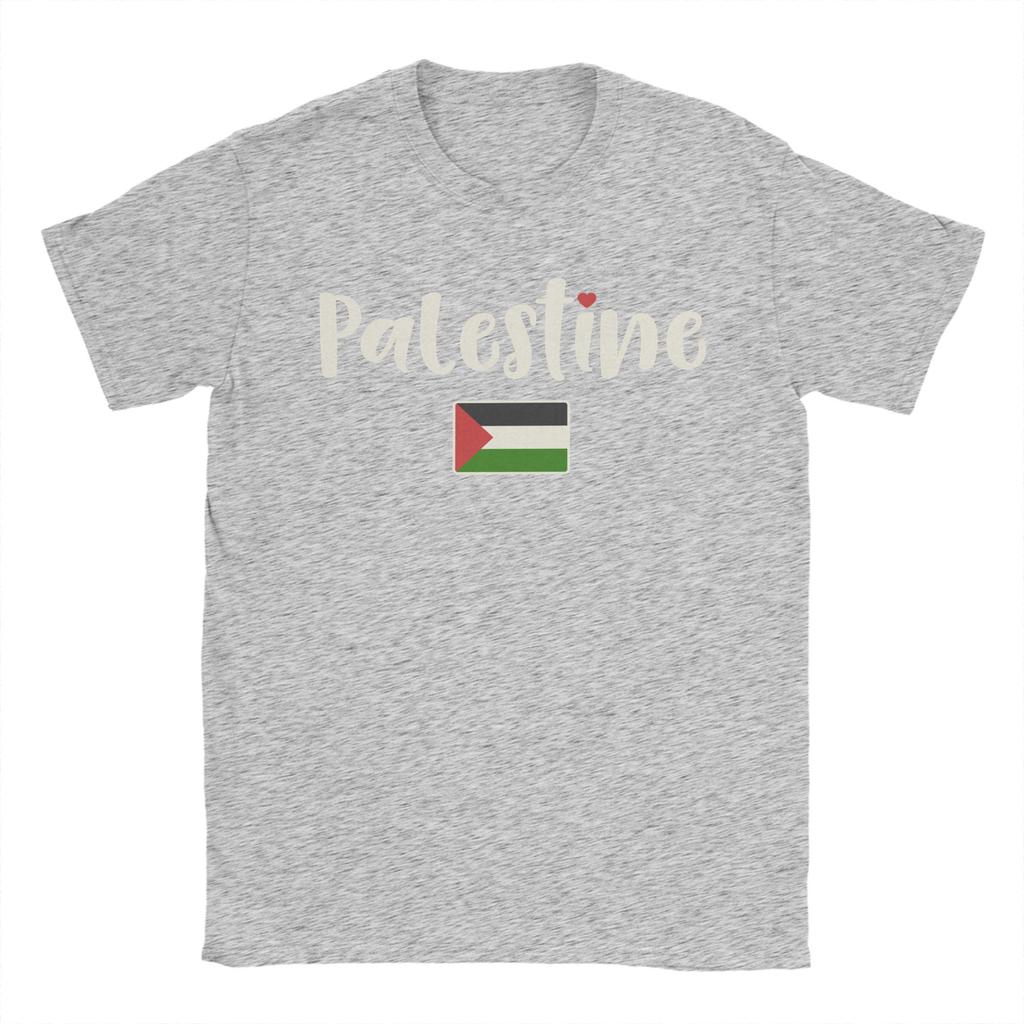Awesome Heart Palestine Flag Palestinian T-Shirts for Unisex Round Collar Cotton T Shirts Short Sleeve Tees Graphic Printed Clothes