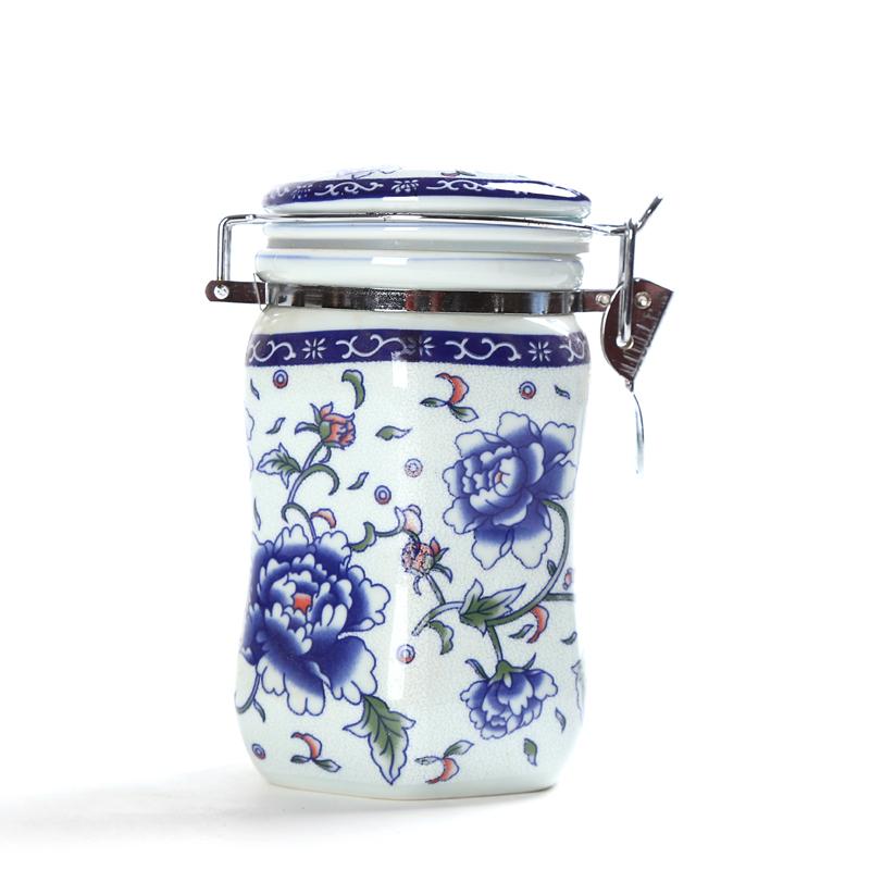 Vintage Geprägtes Blumen-Keramikgefäß Feuchtigkeitsdicht Verschließbar Tee Kaffee Süßigkeitenbehälter Küchen-Gewürzbehälter Porzellan-Handwerk Heimdekoration