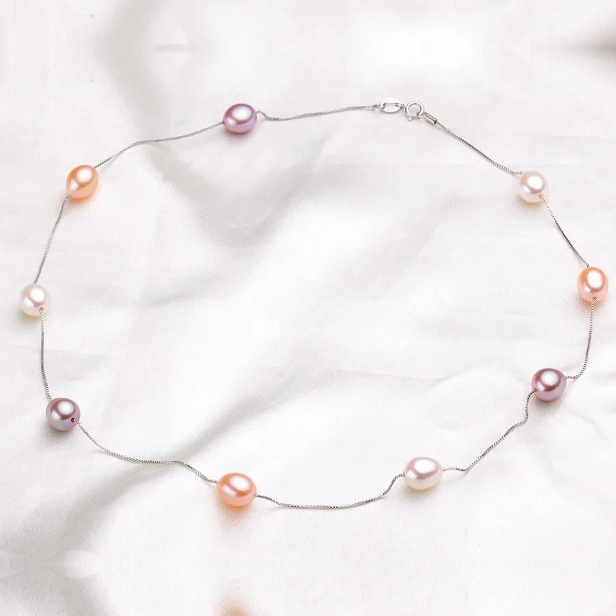 HENGSHENG Natural Pearl Necklace/Bracelet Jewelry Sets 925 Silver Chain with Freshwater Pearl Jewelry Gift for Women