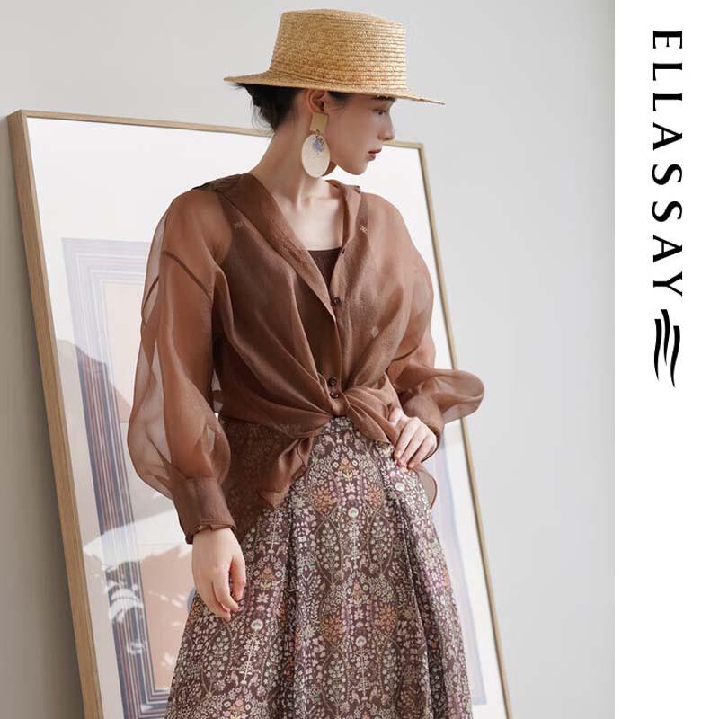 ELLASSAY Women's French Style Two-Piece Sun Protection Shirt