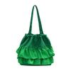 Cute Little Fragrant Wind Pleated Lace Large Capacity Women's Shopping Bag Commuter Bag Literary and Leisure Women's Shoulder Armpit Bag