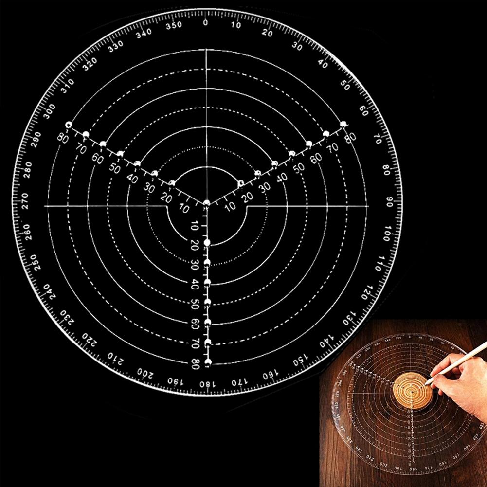 Transparent Acrylic Round Center Finder Carpenter Wood Turners Lathe Work Circles Drawing Compass Circle Cutter Centering Ruler