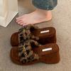 Fur High Heels Women Slippers Leopard Elegant Shoes Heeled Sandals  Autumn Luxury  Slides Party Pumps Snow Mujer Botas