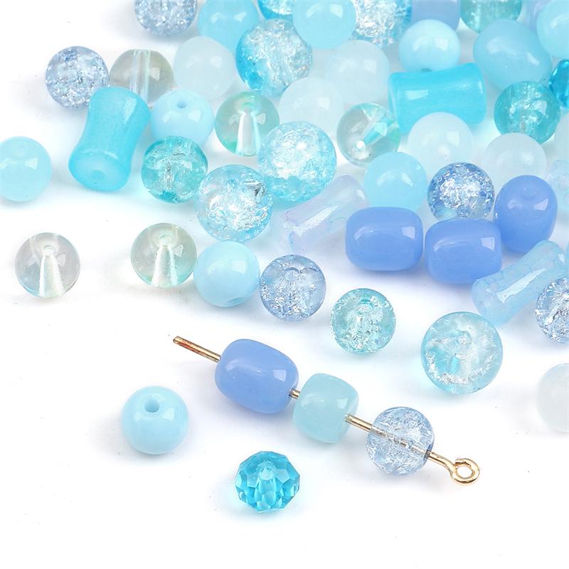 20pcs Blue Color Crystal Glass Loose Space Beads for Bracelet Necklace DIY Jewelry Craft Making Beads
