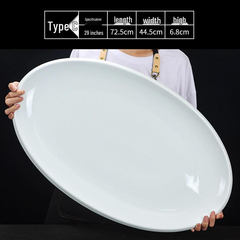 Hui You Da Große ovale Keramik-Fischplatte (14/16/18 Zoll) - Verdickter reinweißer Teller für Hotels und Restaurants
