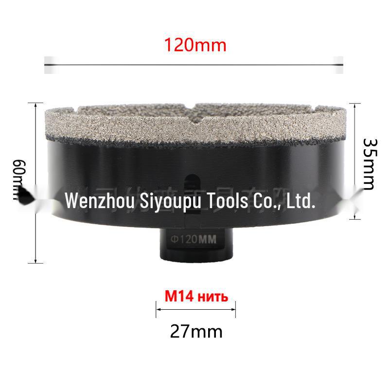 Apriscatole per foratura a secco con brasatura diamantata per foratura di piastrelle, lastre di marmo e roccia, 6 mm-150 mm M14