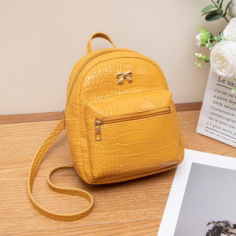 Fresh Style Bow Accent Crocodile Pattern Mini Backpack