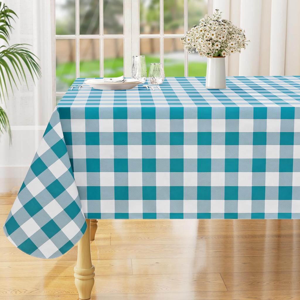 Olanly Rectangle Waterproof Vinyl Table Cloth Buffalo Flannel Backed Tablecloth Wipeable Plastic Table Cover For Easter Kitchen