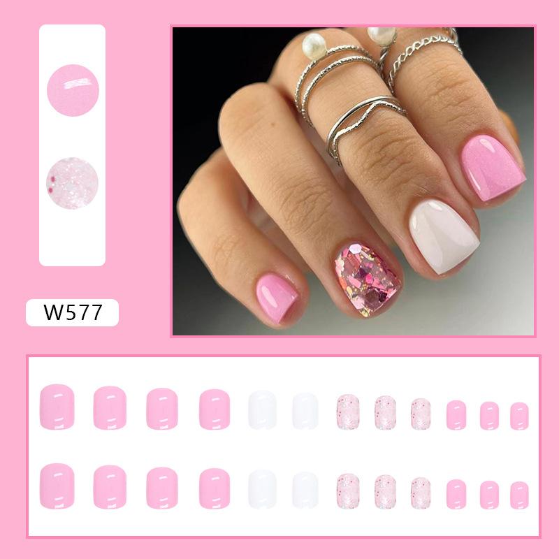 Summer Colorful Fresh And Cute Flowers European And American Fake Nails Solid Color Matte Nail Art Pieces Fashion Wear Nail