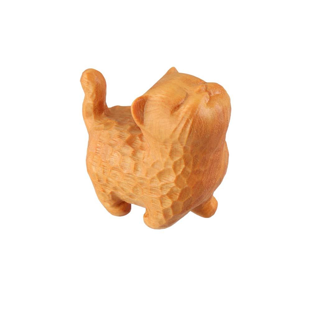 Tiny Wooden Cat Statue Hand-carved Animal Figurine Cat Model Crafts Cat Sculpture  Kids Gifts