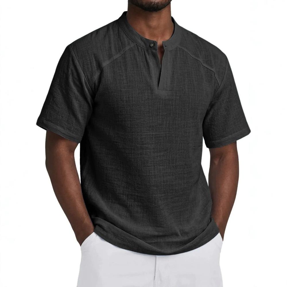 2026 Summer Casual Men s Solid Color Versatile Short-Sleeved Shirt Men S