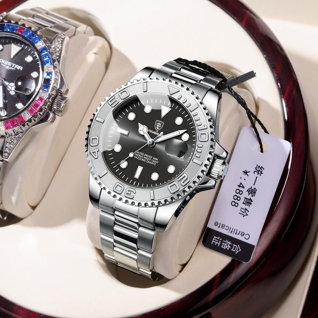 Swiss Mens Waterproof Quartz Watch With Luminescent Dial For Business Professionals