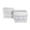 Paniers - Lot de 2 - Coton gris - 45 x 35 x 40 cm - Design boho