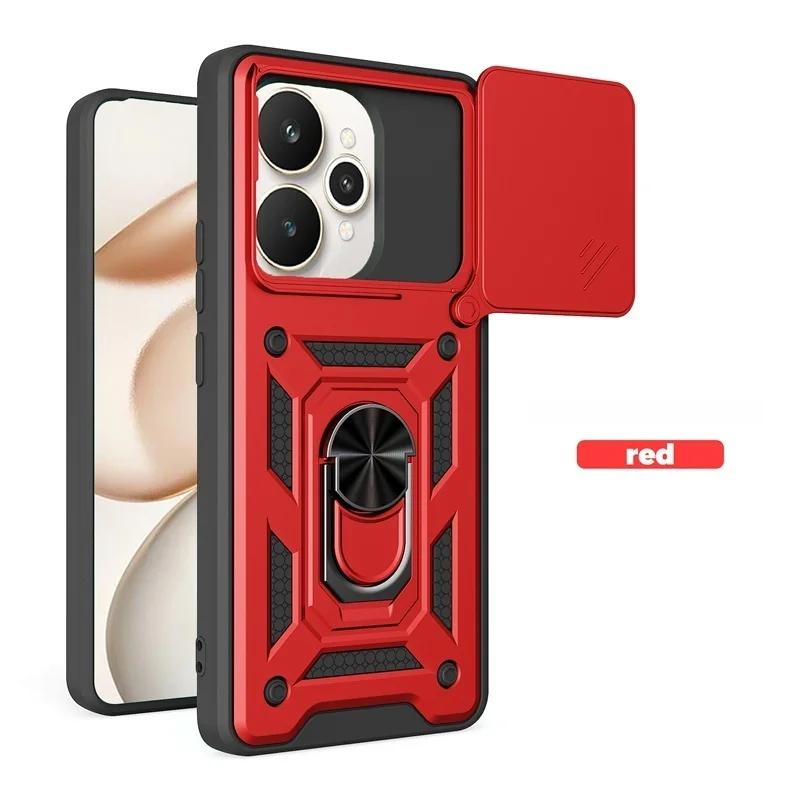 Przesuwane Etui Pancerne na Aparat Dla Realme 15 Pro 5G Magnetyczny Uchwyt Samochodowy Pierścień Ochronny Funda Dla Realme 15T Realme15 Pro 15Pro Tylna Pokrywa