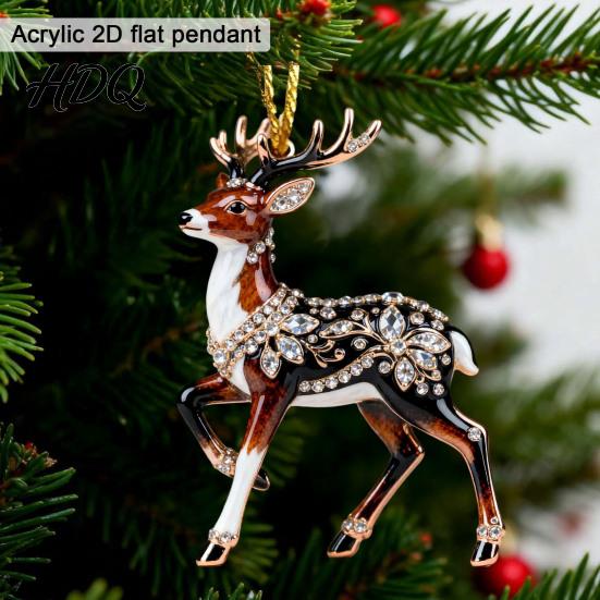 Small Animal Ornaments Christmas Acrylic Ornament Xmas Tree Hanging Decoration Decorative Charms Rhinestone Pendant for Holiday Party Decor