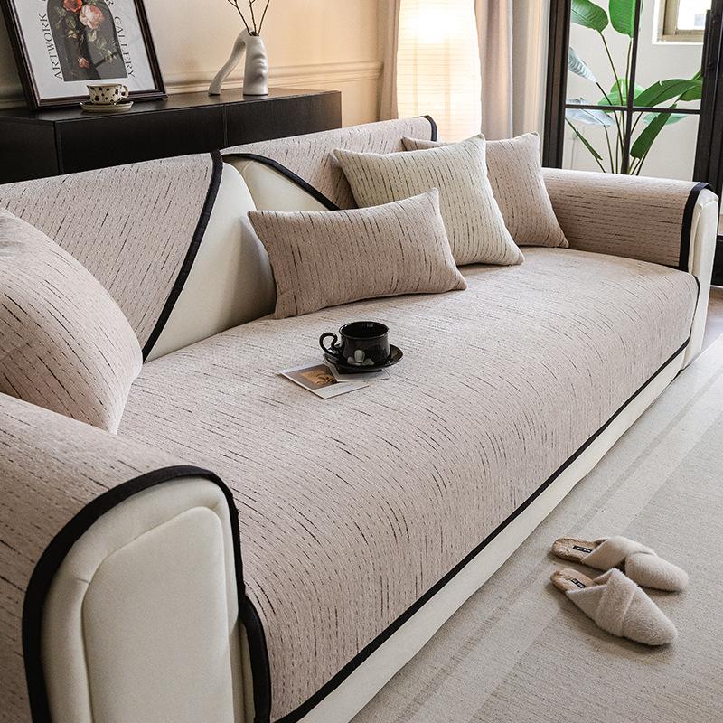 New Chenille Sofa Mat Simple Breathable Couch Towel All Season Universal Solid Color Comfortable Anti Slip Couch Seat Cushion