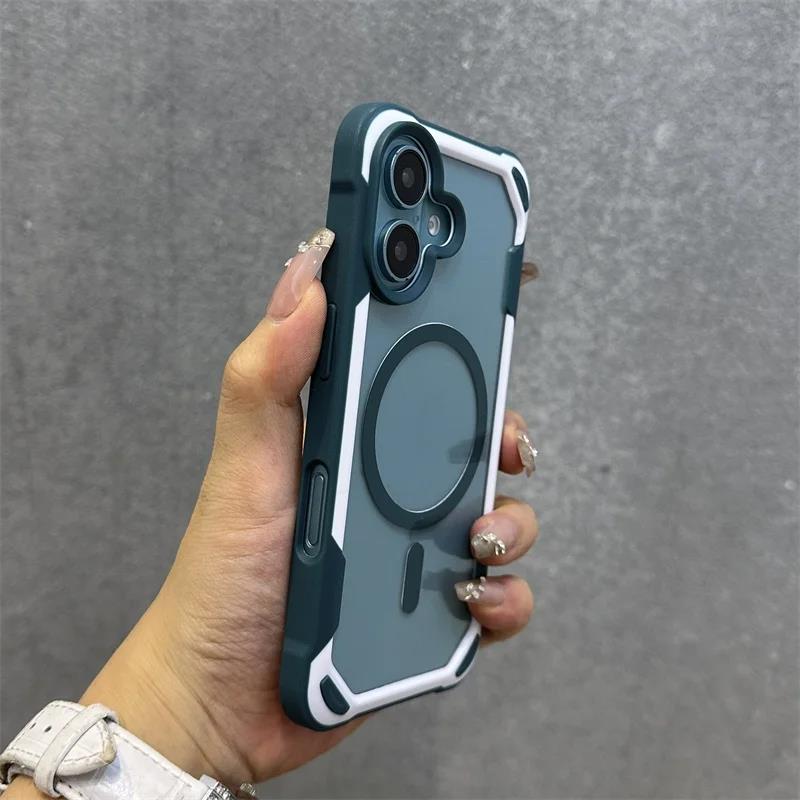 Hit Color Magnetic For Magesafe Wireless Charge Case For iPhone 17 Pro 16 13 14 12 15Pro Max Transparent Shockproof Bumper Cover
